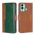 For Infinix Hot 12 Play Contrast Color Side Buckle Leather Phone Case(Light Brown + Green)