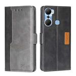 For Infinix Hot 12 Pro Contrast Color Side Buckle Leather Phone Case(Black + Grey)
