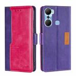 For Infinix Hot 12 Pro Contrast Color Side Buckle Leather Phone Case(Purple + Rose Red)