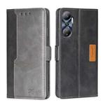 For Infinix Hot 20 4G Contrast Color Side Buckle Leather Phone Case(Black + Grey)