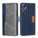 For Infinix Hot 20 4G Contrast Color Side Buckle Leather Phone Case(Blue + Grey)