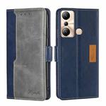 For Infinix Hot 20i Contrast Color Side Buckle Leather Phone Case(Blue + Grey)
