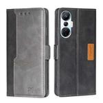For Infinix Hot 20s Contrast Color Side Buckle Leather Phone Case(Black + Grey)