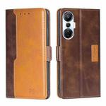 For Infinix Hot 20s Contrast Color Side Buckle Leather Phone Case(Dark Brown + Gold)