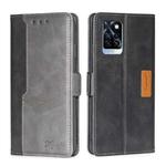 For Infinix Note 10 Pro Contrast Color Side Buckle Leather Phone Case(Black + Grey)