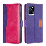For Infinix Note 10 Pro Contrast Color Side Buckle Leather Phone Case(Purple + Rose Red)