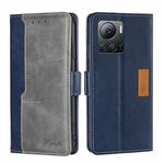 For Infinix Note 12 VIP Contrast Color Side Buckle Leather Phone Case(Blue + Grey)