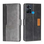 For Infinix Smart 6 Plus Contrast Color Side Buckle Leather Phone Case(Black + Grey)