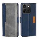 For Infinix Smart 7 Contrast Color Side Buckle Leather Phone Case(Blue + Grey)