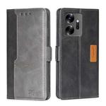 For Infinix Zero 20 Contrast Color Side Buckle Leather Phone Case(Black + Grey)