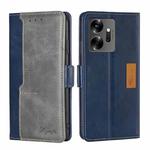 For Infinix Zero 20 Contrast Color Side Buckle Leather Phone Case(Blue + Grey)