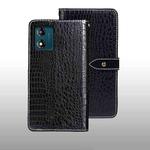 For Motorola Moto E13 idewei Crocodile Texture Leather Phone Case(Black)