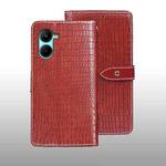 For Realme C33 2023 idewei Crocodile Texture Leather Phone Case(Red)