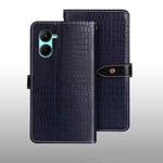 For Realme C33 2023 idewei Crocodile Texture Leather Phone Case(Dark Blue)