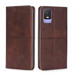 For TCL 403 Cow Texture Magnetic Horizontal Flip Leather Phone Case(Dark Brown)