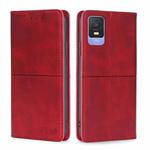 For TCL 403 Cow Texture Magnetic Horizontal Flip Leather Phone Case(Red)