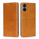 For Tecno Camon 19 Neo Cow Texture Magnetic Horizontal Flip Leather Phone Case(Light Brown)