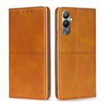 For Tecno Pova 4 Cow Texture Magnetic Horizontal Flip Leather Phone Case(Light Brown)