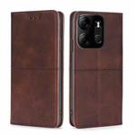 For Tecno Spark Go 2023 / Pop 7 / Pop 7 Pro Cow Texture Magnetic Horizontal Flip Leather Phone Case(Dark Brown)