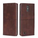 For ZTE Blade A32 Cow Texture Magnetic Horizontal Flip Leather Phone Case(Dark Brown)