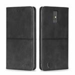 For ZTE Blade A32 Cow Texture Magnetic Horizontal Flip Leather Phone Case(Black)