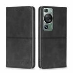 For Huawei P60 / P60 Pro Cow Texture Magnetic Horizontal Flip Leather Phone Case(Black)