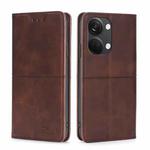 For OnePlus Ace 2V 5G Cow Texture Magnetic Horizontal Flip Leather Phone Case(Dark Brown)