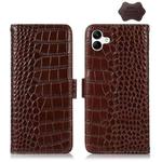 For Samsung Galaxy F14 5G Crocodile Top Layer Cowhide Leather Phone Case(Brown)
