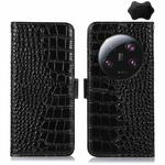 For Xiaomi 13 Ultra Crocodile Top Layer Cowhide Leather Phone Case(Black)