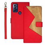 For Motorola Moto G Play 2023 idewei Two-color Splicing Leather Phone Case(Red)