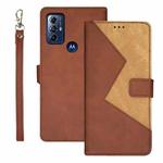 For Motorola Moto G Play 2023 idewei Two-color Splicing Leather Phone Case(Brown)