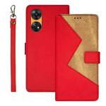For OPPO Reno8 T 4G idewei Two-color Splicing Leather Phone Case(Red)