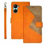 For Realme C33 2023 idewei Two-color Splicing Leather Phone Case(Orange)
