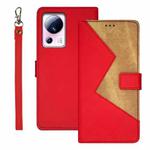 For Xiaomi 13 Lite idewei Two-color Splicing Leather Phone Case(Red)