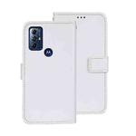 For Motorola Moto G Play 2023 idewei Crazy Horse Texture Leather Phone Case with Holder(White)
