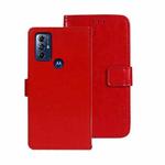 For Motorola Moto G Play 2023 idewei Crazy Horse Texture Leather Phone Case with Holder(Red)