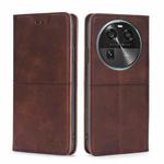 For OPPO Find X6 5G Cow Texture Magnetic Horizontal Flip Leather Phone Case(Dark Brown)