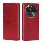 For OPPO Find X6 5G Cow Texture Magnetic Horizontal Flip Leather Phone Case(Red)