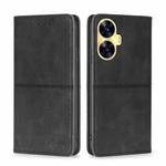 For Realme C55 4G Cow Texture Magnetic Horizontal Flip Leather Phone Case(Black)