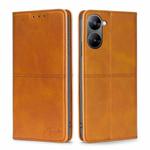 For Realme V30 5G / V30t Cow Texture Magnetic Horizontal Flip Leather Phone Case(Light Brown)