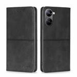 For Realme V30 5G / V30t Cow Texture Magnetic Horizontal Flip Leather Phone Case(Black)