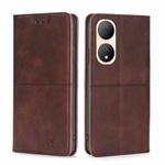For vivo Y100 5G Cow Texture Magnetic Horizontal Flip Leather Phone Case(Dark Brown)