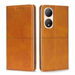 For vivo Y100 5G Cow Texture Magnetic Horizontal Flip Leather Phone Case(Light Brown)
