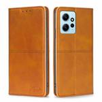 For Xiaomi Redmi Note 12 4G Global Cow Texture Magnetic Horizontal Flip Leather Phone Case(Light Brown)