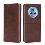 For Honor Magic5 Cow Texture Magnetic Horizontal Flip Leather Phone Case(Dark Brown)