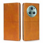 For Honor Magic5 Pro Cow Texture Magnetic Horizontal Flip Leather Phone Case(Light Brown)