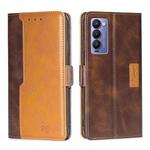 For Tecno Camon 18 / 18P Contrast Color Side Buckle Leather Phone Case(Dark Brown + Gold)