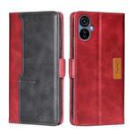 For Tecno Camon 19 Neo Contrast Color Side Buckle Leather Phone Case(Red + Black)