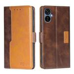 For Tecno Camon 19 Neo Contrast Color Side Buckle Leather Phone Case(Dark Brown + Gold)