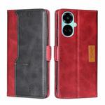 For Tecno Camon 19 / 19 Pro Contrast Color Side Buckle Leather Phone Case(Red + Black)